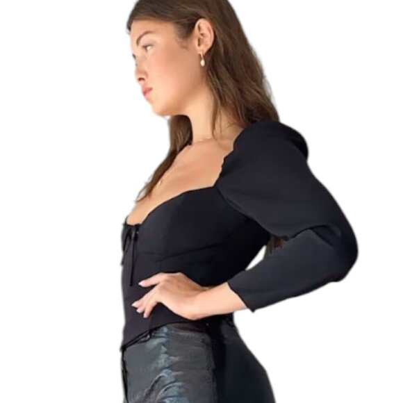 Aritzia Wilfred Novella Puff-Sleeve Smocked Prairie Blouse - Picture 2 of 8